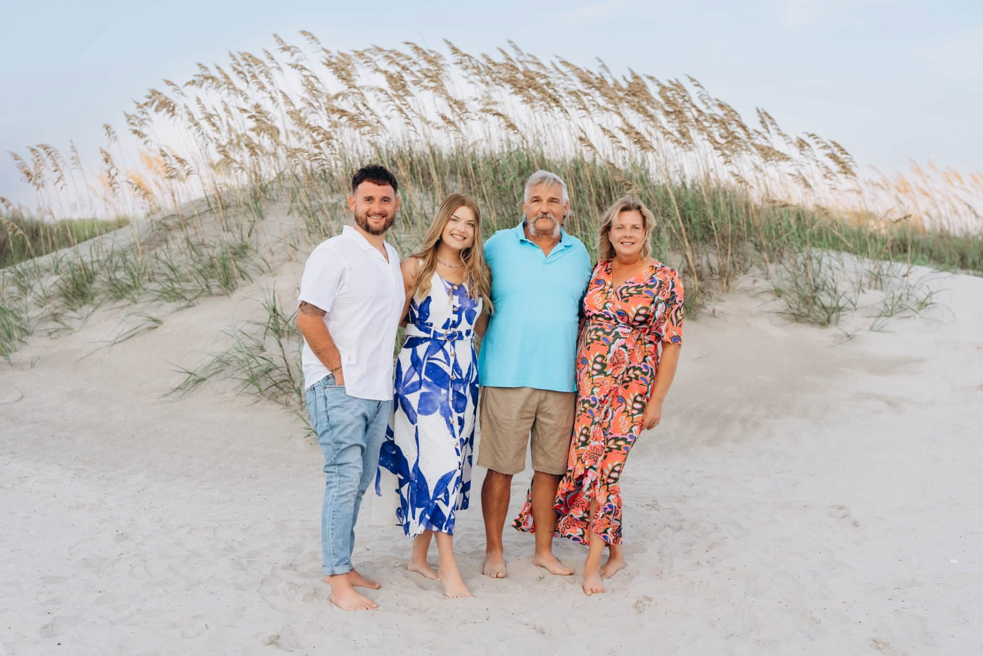 Kristin with her family in the dunes