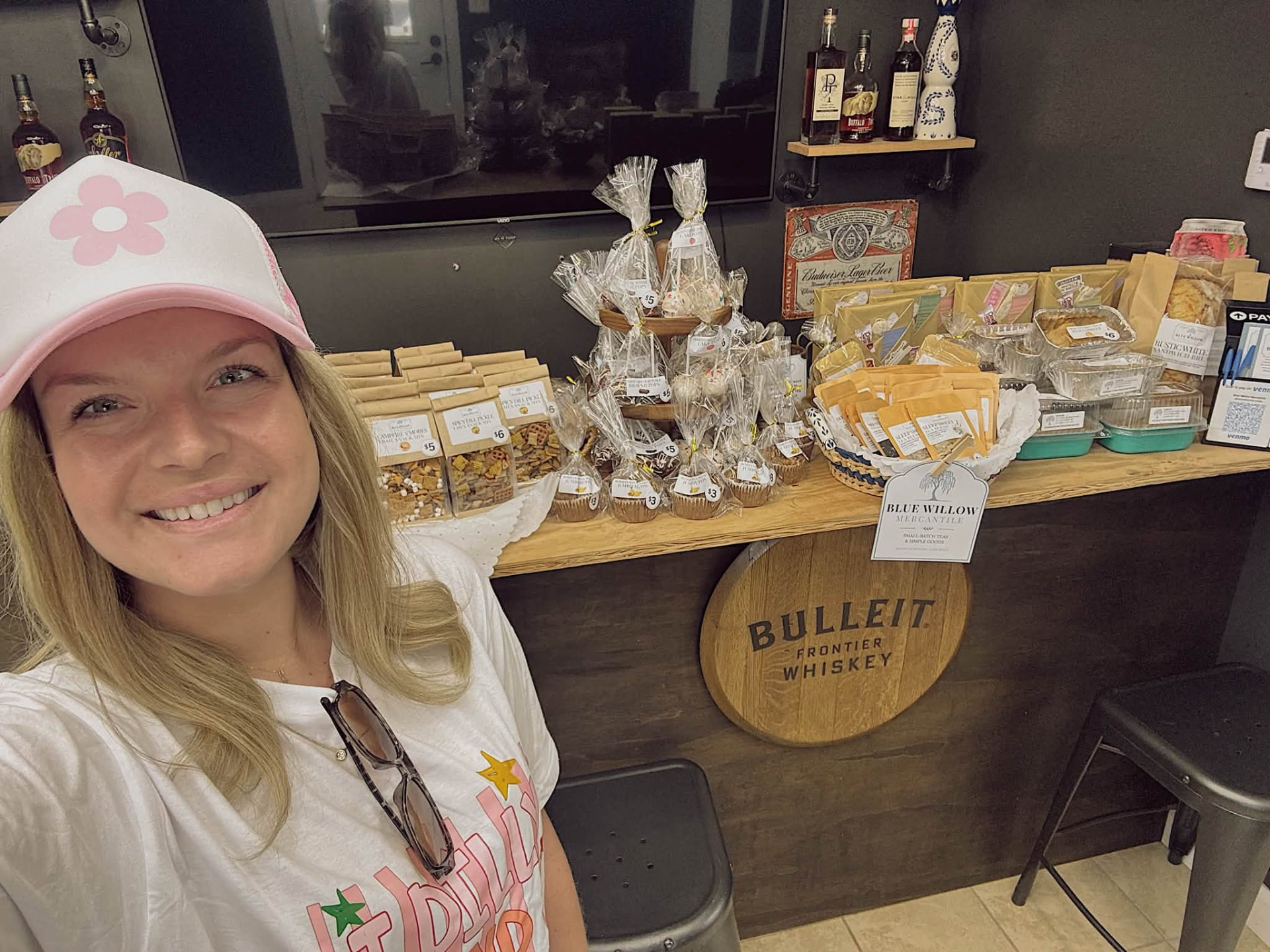 Kristin at a community bake sale fundraiser