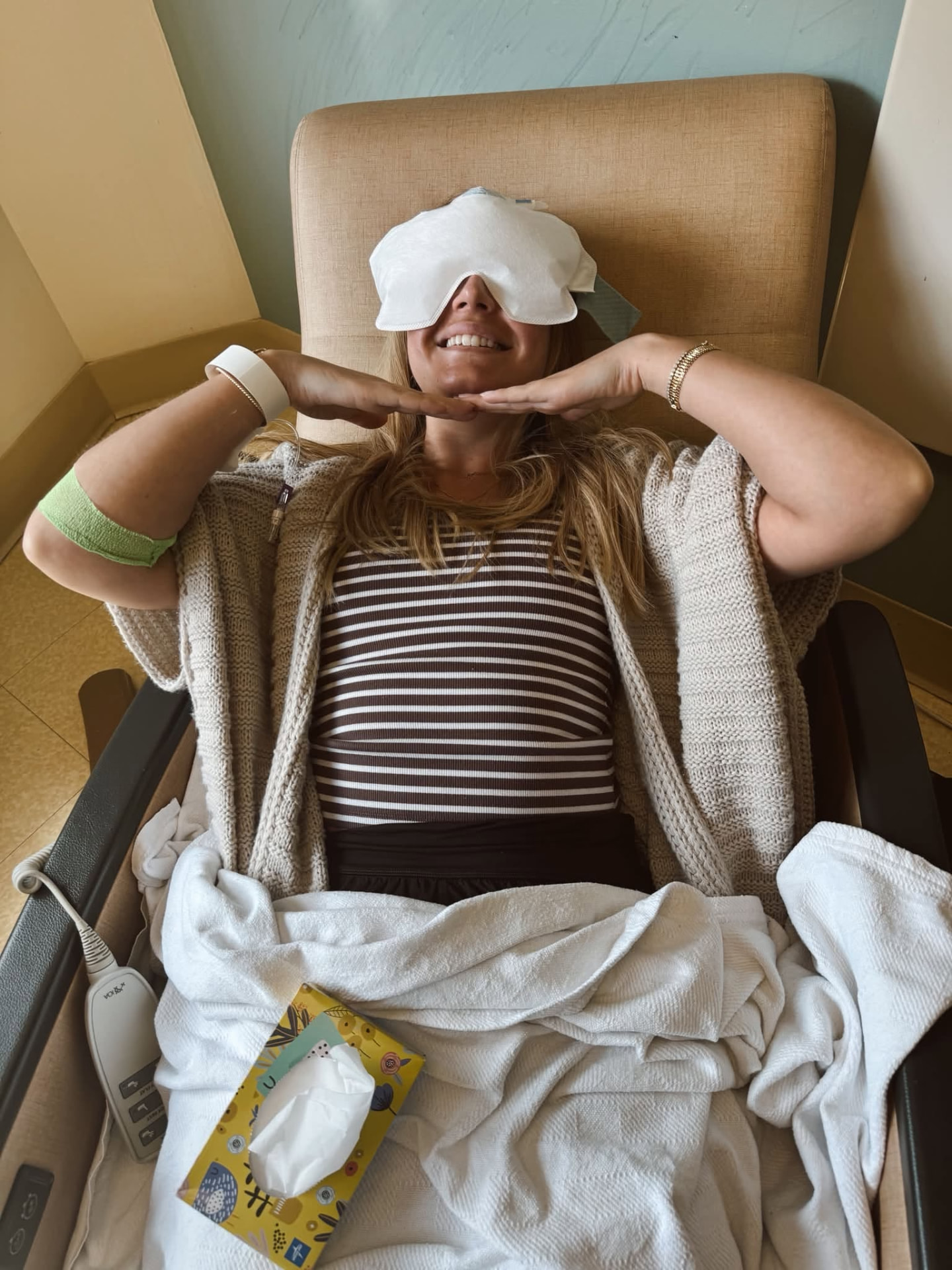 Kristin smiling during a treatment infusion